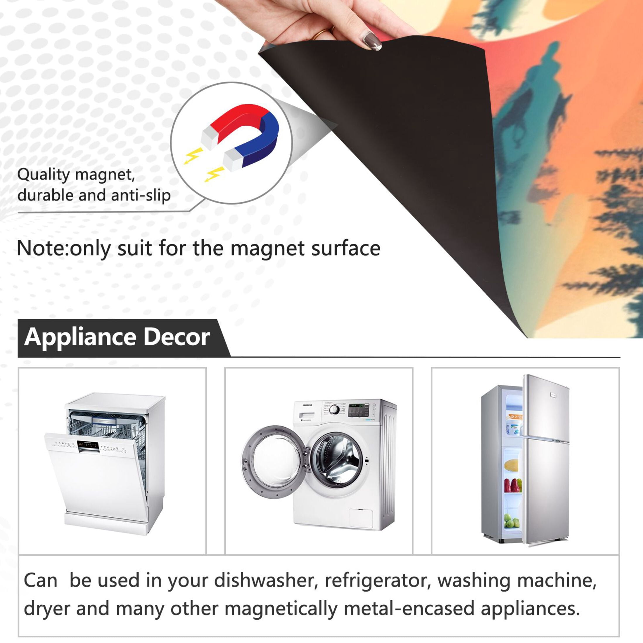 Dishwasher Magnetic Sticker 23x26 Inch Refrigerator Magnetic Sticker Washing Machine Magnetic Sticker Kitchen Panel Magnetic Sticker Home Decor Cartoon Sunsets and Trees