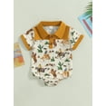 thumbnail image 2 of Wassery Western Baby Boy Romper 3 6 12 18 Months Infant Boys Short Sleeve Cow/Cowboy Print Lapel Bodysuit Summer Newborn Clothes 0-18M, 2 of 8