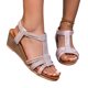 thumbnail image 4 of Sandalias de Cuña de las Mujeres Casuales Más Tamaño de Color Sólido Redondo Del Dedo Del Pie Abierto el Dedo Del Pie Elástico de la Espalda Sandalias, Cuñas de Verano Acolchadas, 4 of 5