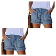 thumbnail image 1 of Sonducket Pantalones cortos de mezclilla con cordón de cintura alta suave para mujer pantalones cortos de mezclilla con bolsillo para Type4 NO4, 1 of 6