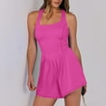 thumbnail image 3 of ZQGJB Women's Workout Romper Running Onesie Short Athletic One Piece Jumpsuits Casual Solid Color Summer Outfits Gym Yoga Clothes Hot Pink S, 3 of 8