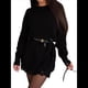 thumbnail image 1 of Vestido Tipo Suéter de Punto con Cuello Redondo de Color Liso para Mujer, Minivestido Retro. Negro M, 1 of 10