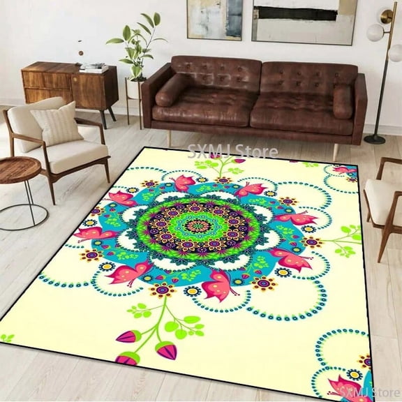 Colorful Star Mandala Area Rug Carpet Non-slip Large Hallway Door Step Mat Bathmat for Living Room Bedroom Entrance Dropshipping