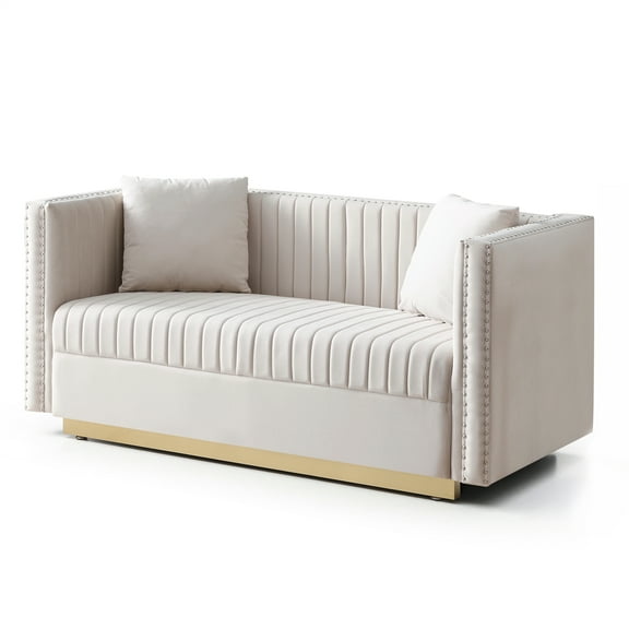 Sofa,Modern Living Room Sofa,Contemporary Vertical Channel Tufted Velvet Sofa,Small Couch,Loveseat Sofa,2 Seater Couch for Living Room Apartment