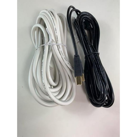 [UL Listed] OMNIHIL White 15FT AC Power Cord 15FT USB-B Cable Compatible with Peachtree Audio M24 Powered Speakers