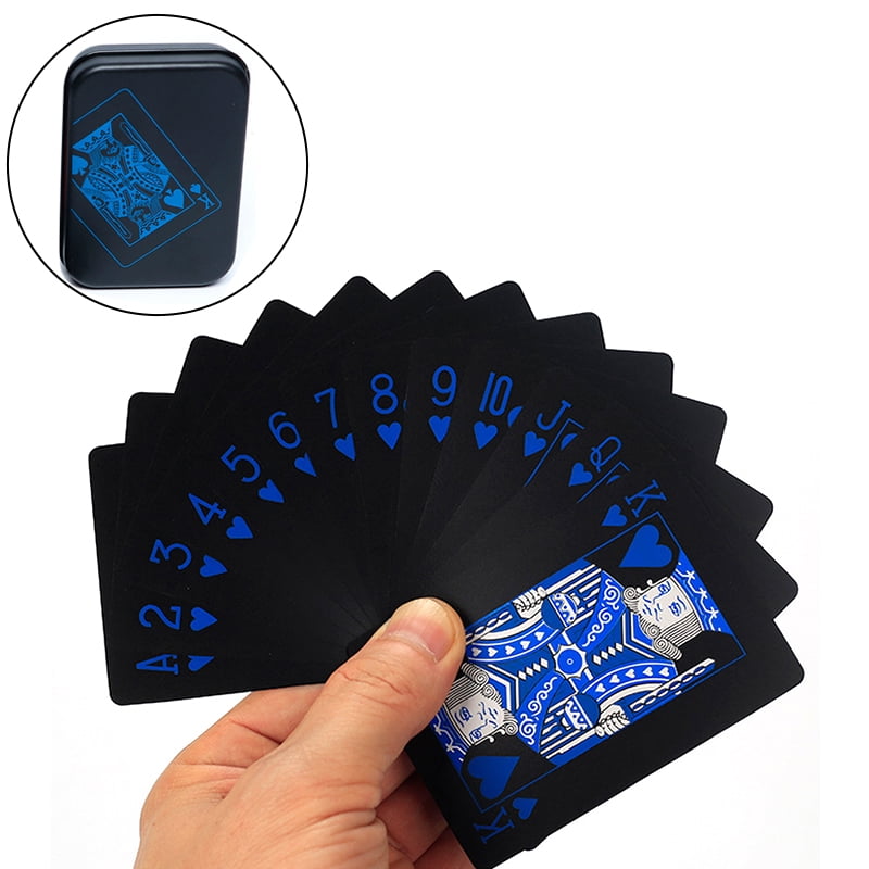 Joyoldelf Waterproof Playing Cards with Rose Pattern & Flower Backing Cool Black PVC Flexible Classic Magic Poker Tricks Tool