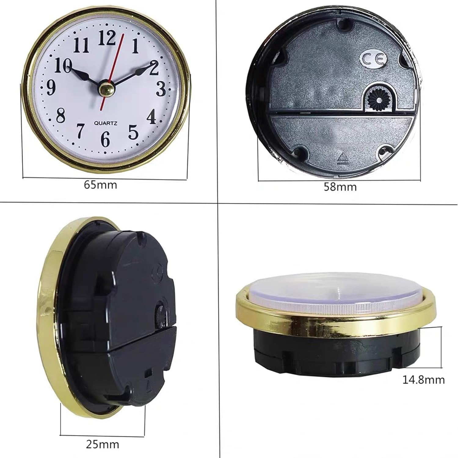 6Pcs Clock Insert for Resin Clock Mold: 2-1/2 (65mm) Round Mini Clock Face Replacement, Classic Clock Craft Quartz Movement Arabic Numerals Wall Decor Retro for Home