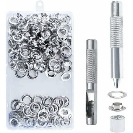 100pcs Sets Eyelets 14mm Eyelet Kit Eyelets Tools Metal Eyelet Eyelet Kit with Eyelet Tools for Canvas Tarp Tent Repair Silver