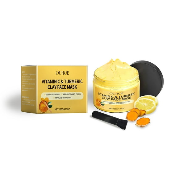 Turmeric Clay Face Mask with Vitamin C, Exfoliating, Deep Cleansing, Brighten and Purifying Mask, Turmeric Vitamin C Clay Mask For Face, 120g/4.2 Oz