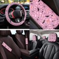 thumbnail image 3 of XYZCANDO Bat Spider Web 14 Pieces Car Seat Covers Full Set Steering Wheel Cover Center Console Pad Seat Belt Pads Headrest Covers Cup Coasters for Most Cars SUVs Sedans, 3 of 7