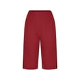 thumbnail image 6 of Summer Savings Linen Pants Women Solid Color Loose Straight Crop Pants With Pockets Side Slit Buttons Pants Casual Summer Vacation Beach Party Plus Size S-5XL, 6 of 7