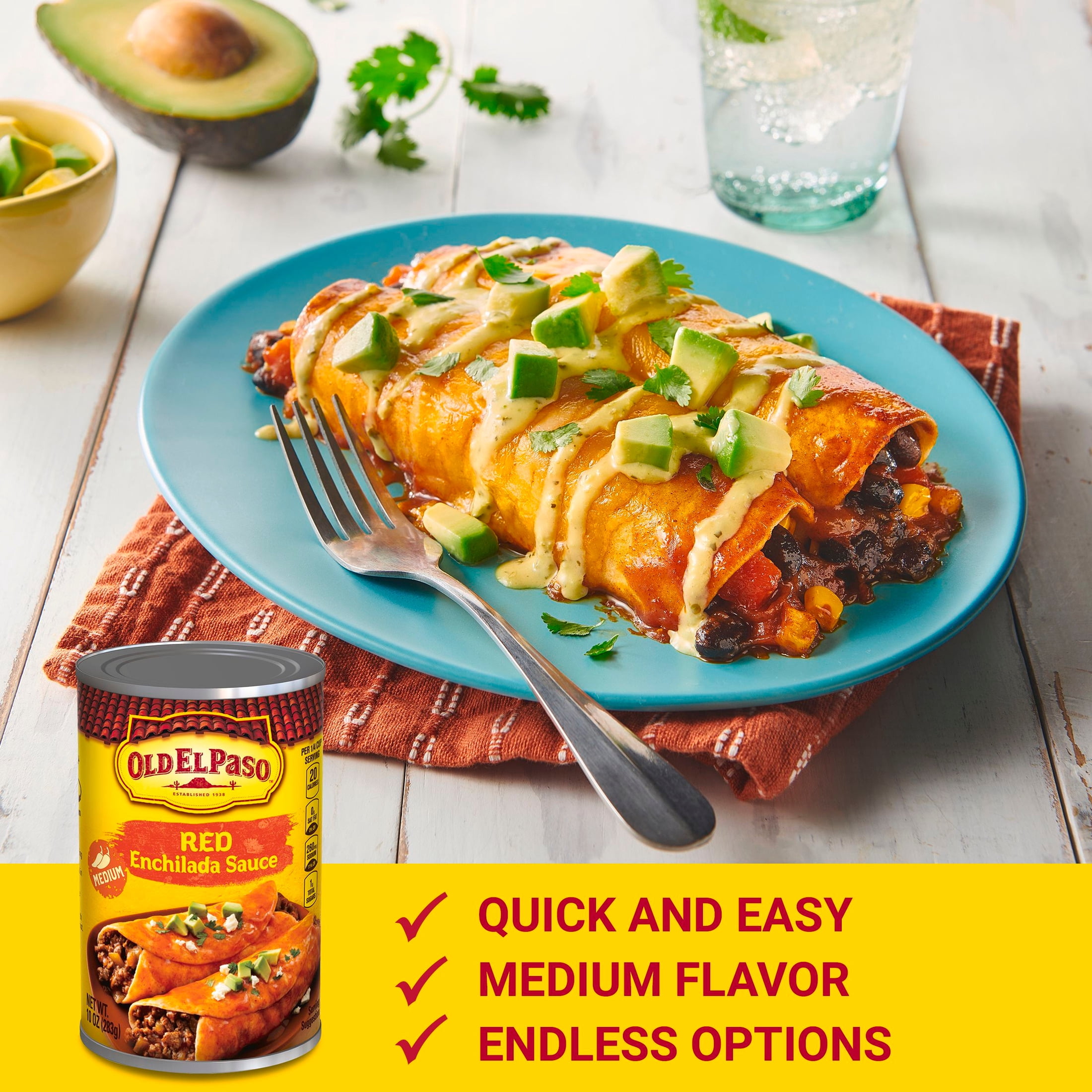 (12 pack) Old El Paso Medium Red Enchilada Sauce, Meal Prep, 10 oz
