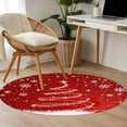thumbnail image 4 of Round Rugs 3.3 Ft, Red Christmas Non Slip Area Rugs for Kitchen Bedroom Entryway, Snowflake Xmas Tree Ball Winter Modern Abstract Art Washable Carpet Runner Rug Floor Mats for Bedroom Home Decor, 4 of 9