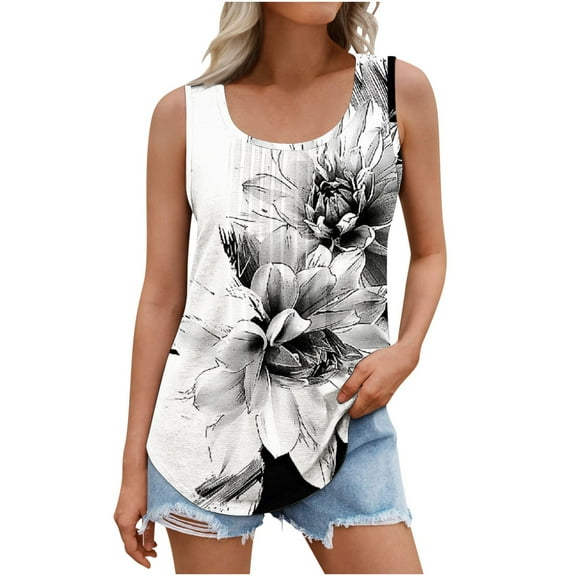 Sleeveless Summer Tops For Women 2026 Organic Cotton White Tank Top Women Tunic Tops For Women 2026 T Shirts For Women Graphic Y2K