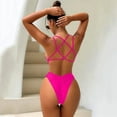 thumbnail image 2 of kpoplk One Piece Swimwear Women Halter Beach Wear Brazilian Swimsuit Black White Patchwork Push Up Bathing Suit Hot Pink,XL, 2 of 6