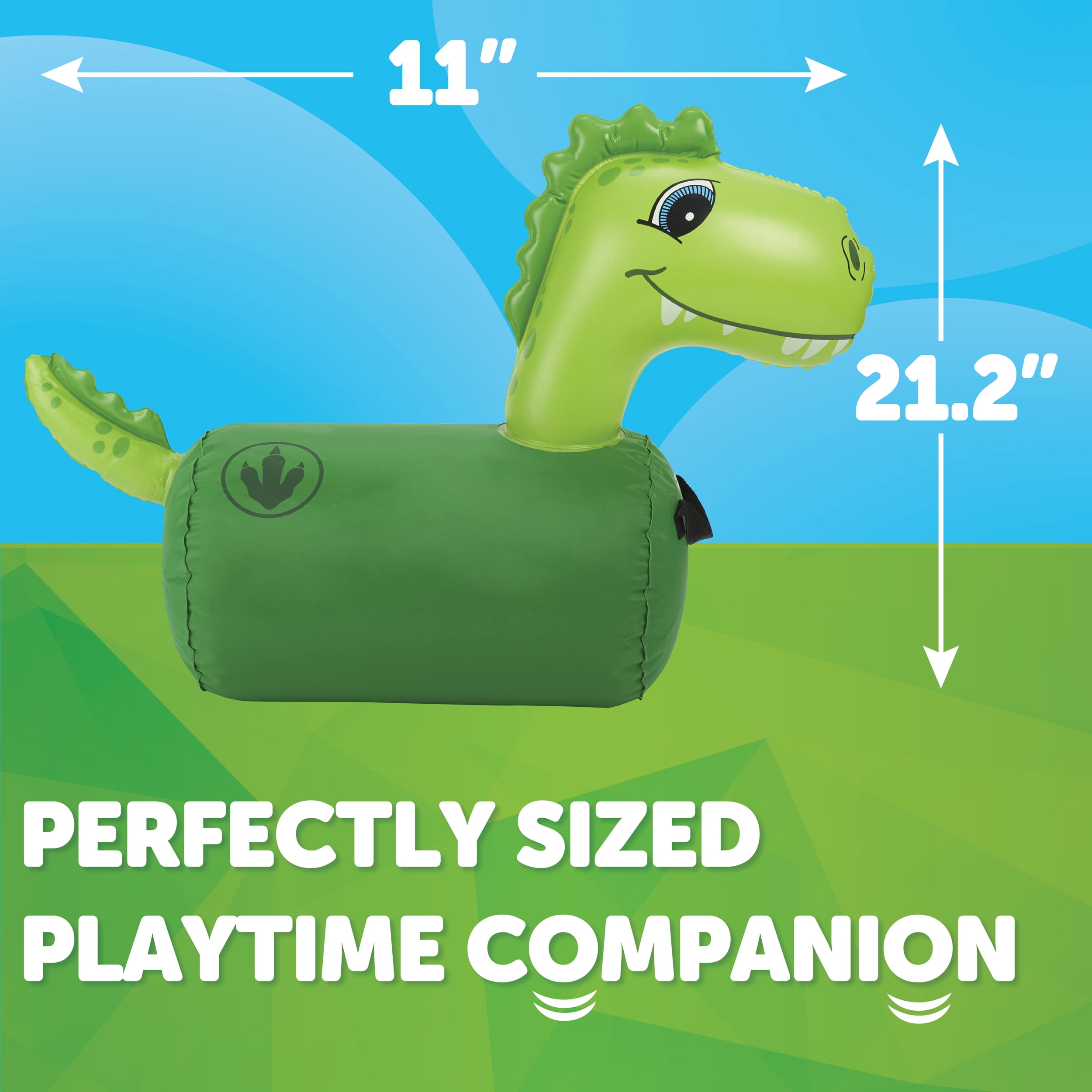 Waddle Green Dino Hip Hopper Inflatable Hopping Animal Bouncer, 85 lbs, Ages 2+