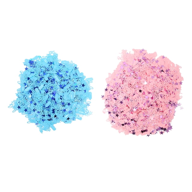 Confeti de revelación de género de 160g, confeti exquisito azul y rosa con huella bonita, confeti de mesa para revelación de género para fiesta de Baby Shower