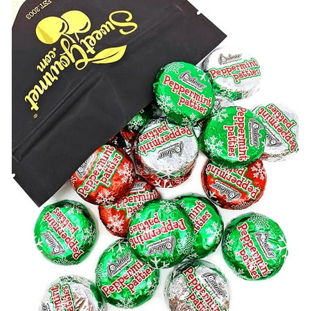 Chocolate Patties - Christmas Dark Chocolate Peppermint Patties | Red Green Silver Foiled bite size candy bulk | kosher | 1.5 pounds