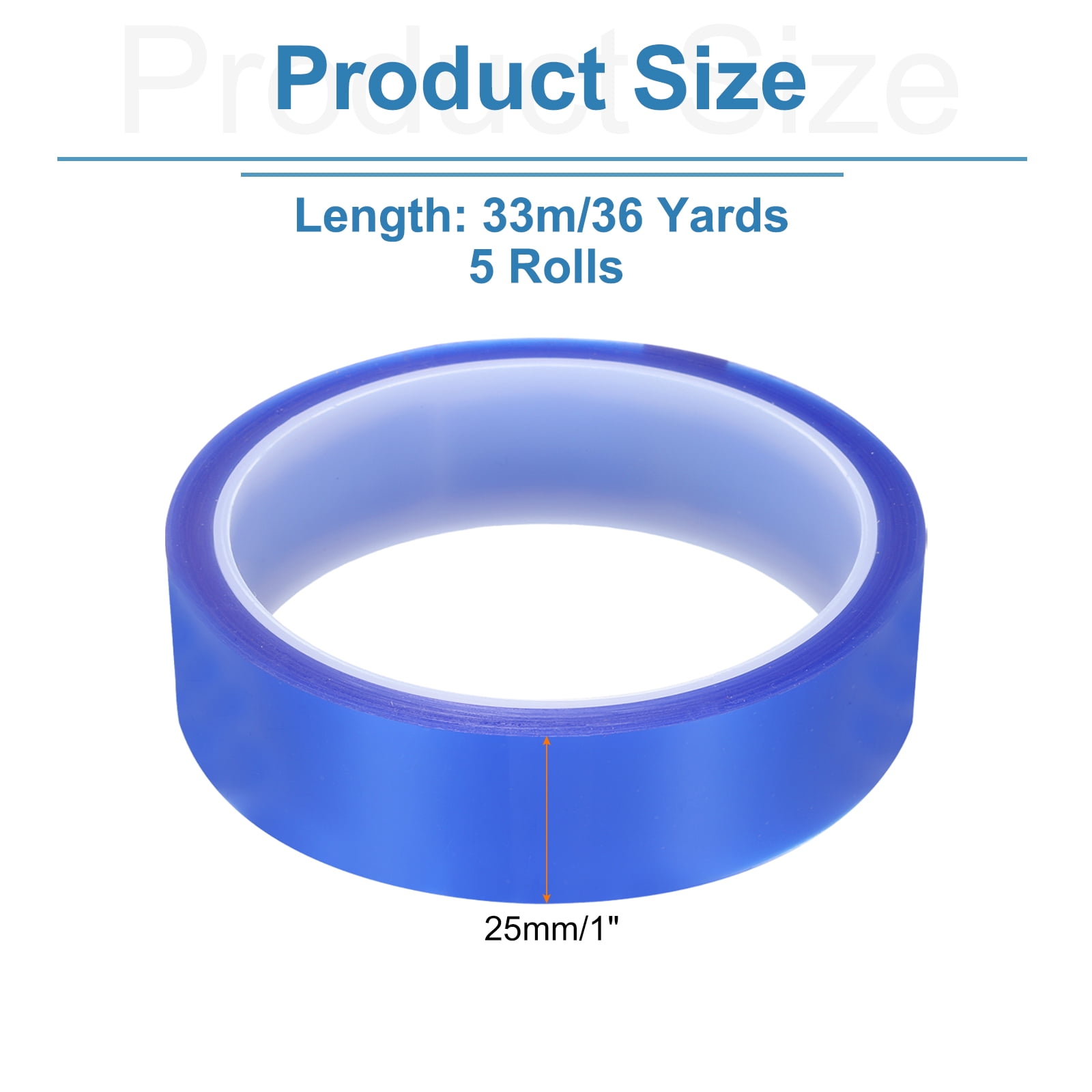 5 Rolls Blue 1 Inch x 36 Yards PET Film Electrical Tape 25mm x 33m