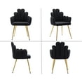 thumbnail image 2 of Guyou Velvet Dining Chair Set of 2, Modern Finger Shaped Upholstered Armchair Side Chair Makeup Chair with Back and Metal Legs for Living Room Bedroom Dining Room Powder Room, Black, 2 of 10
