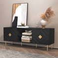thumbnail image 6 of HLR 63''Modern Black TV Stand for 65/70/75 inch TV, Entertainment Center with Storage Cabinet, Mid CenturyTV Console,Embossed Pattern TV Stand, TV Media Console for Living Room, Bedroom, 6 of 14
