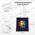 thumbnail image 4 of DouZhe Reusable Grocery Bags, Pride Rainbow Lips Lightweight Polyester Canvas Cloth Tote Bag for Travle Gym Shopping School, 15" x 16", 4 of 7