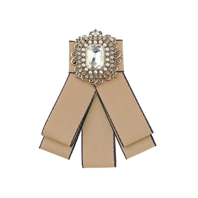 INSPIRE CHIC Pin de corbata de cinta preatado con rhinestones para mujeres Camello Talla Única