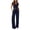 Navy, variant on Fashion Women's Two Piece Matching Lounge Set Short Sleeve Solid Color Side Ruching V Neck Top Wide Leg Drawstring Pants Set with Pockets
