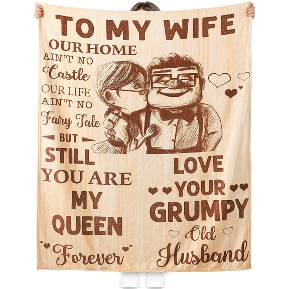 LHSHID Soft Polyester Throw Blanket White 30'x40' Anniversary Birthday Christmas Gift for Wife with Heartfelt Message 30"x40"