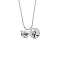 thumbnail image 2 of Delight Jewelry Silvertone Large Yellow Jacket - Mascot Silvertone Script Initial Disc - R - Charm Necklace, 20"+3", 2 of 4