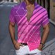 thumbnail image 2 of Camisas Para Hombre Manga Larga Hombres Casual Manga corta Primavera Verano Turndown Neck 3D Impreso Camisas Moda Top Blusa Camisas (Purple, M), 2 of 4