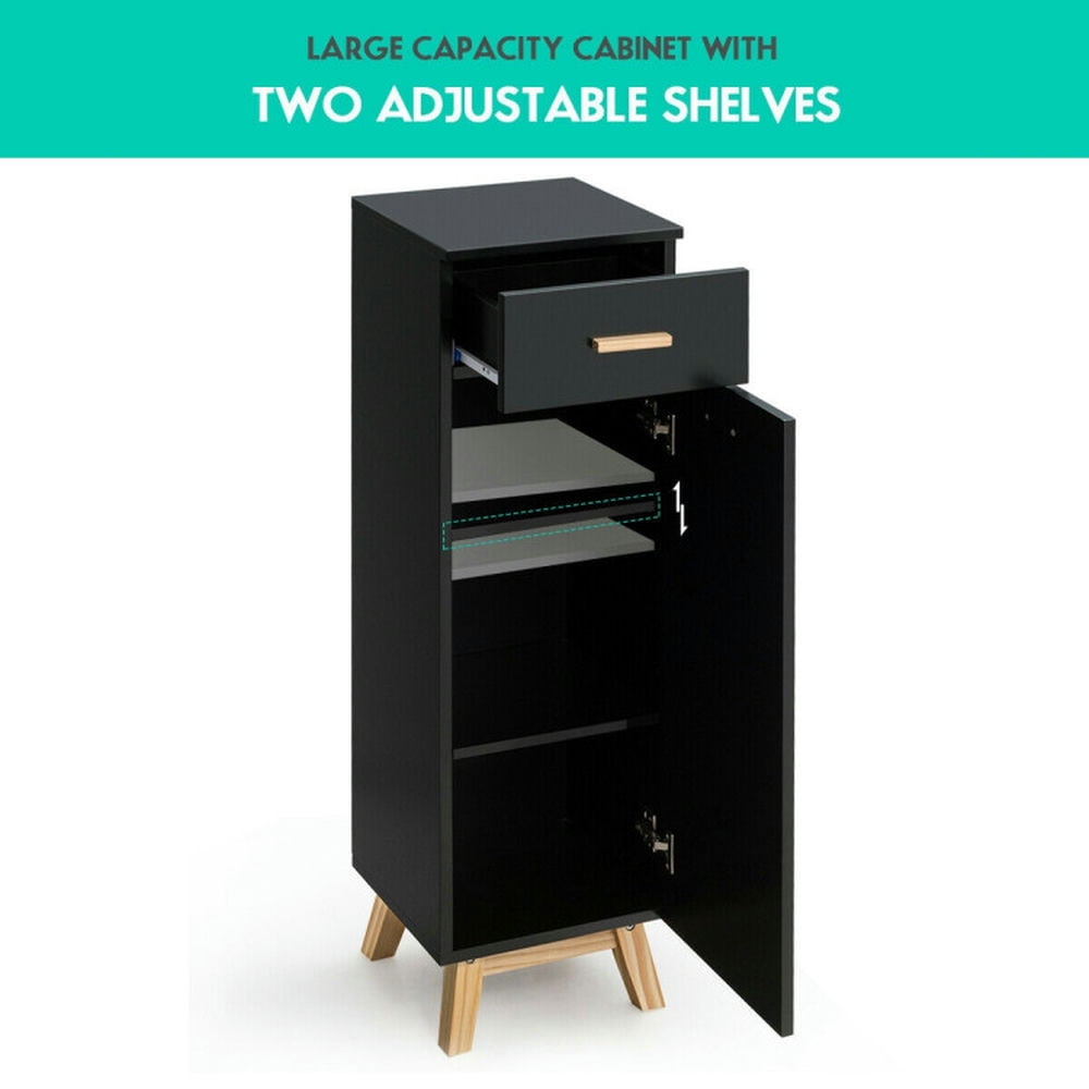 Finihen Bathroom Storage Cabinet, Bathroom Floor Cabinet, Waterproof Bathroom Cabinet with Adjustable Shelves and Sliding Drawer, for Bathroom, Living Room, Bedroom, Kitchen, Black Finihen Bathroom Storage Cabinet, Bathroom Floor Cabinet, Waterproof Bathroom Cabinet with Adjustable Shelves and Sliding Drawer, for Bathroom, Living Room, Bedroom, Kitchen, Black