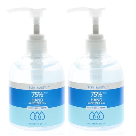Blue Safety Hand Sanitizer Gel 75% Ethyl Alcohol 500ml/17oz (Pack of 2)