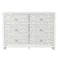 thumbnail image 6 of STYLIVIA 6-Drawer Dresser with Laser-Cut Drawer Fronts Pearl White 45.4"W x 15.7"D x 32"H, 6 of 13