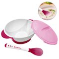 thumbnail image 1 of Bol de plástico Tazón de silicona para bebé con tapa de base de succión Cuchara térmica Durable Libre de BPA para bebés Niños pequeños Autoalimentación Abanopi Bol de plástico, 1 of 7