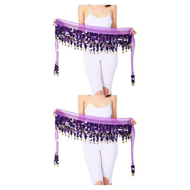 ziyahi Durable And Firm Lightweight Hip Scarf For Belly Dance Performances Wide Application Blended purple 2Set