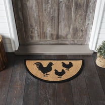 VHC Brands Down Home Rooster & Hens Coir Rug Half Circle 16.5x33