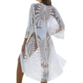 thumbnail image 1 of Cesto para ropa sucia de malla NQ Manga 3/4 Largo con encaje floral Playa Kimono, 1 of 5
