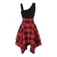 thumbnail image 5 of Idoravan Womens Casual Dresses Women's Fashion Lace-up Short-sleeved Irregular Hem Plaid Stitching Dress, 5 of 5