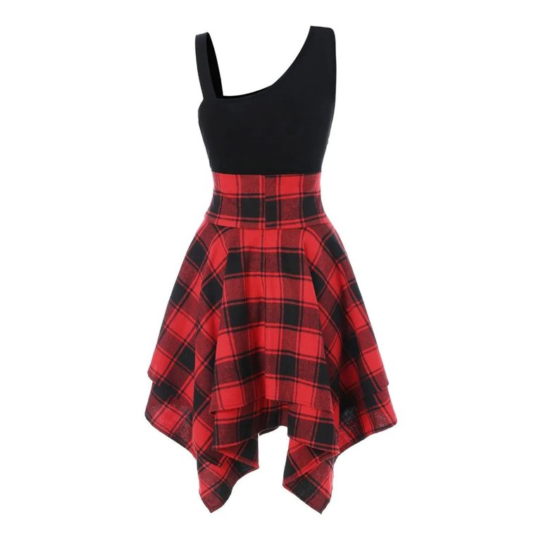 chinese dress ladies Plaid Lace-Up Irregular Hem Top