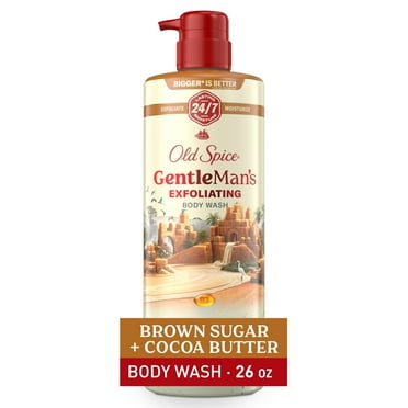 Old Spice Men's Body Wash for Men, Brown Sugar and Cocoa Butter, 24/7 Shower Fresh, 18 oz, Exfoliation + Moisturization, 26oz