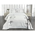thumbnail image 3 of Ambesonne Asian Themed Quilted Bedspread Set 3 Pcs, Peace Concept Pattern, King Size, White Black, 3 of 5
