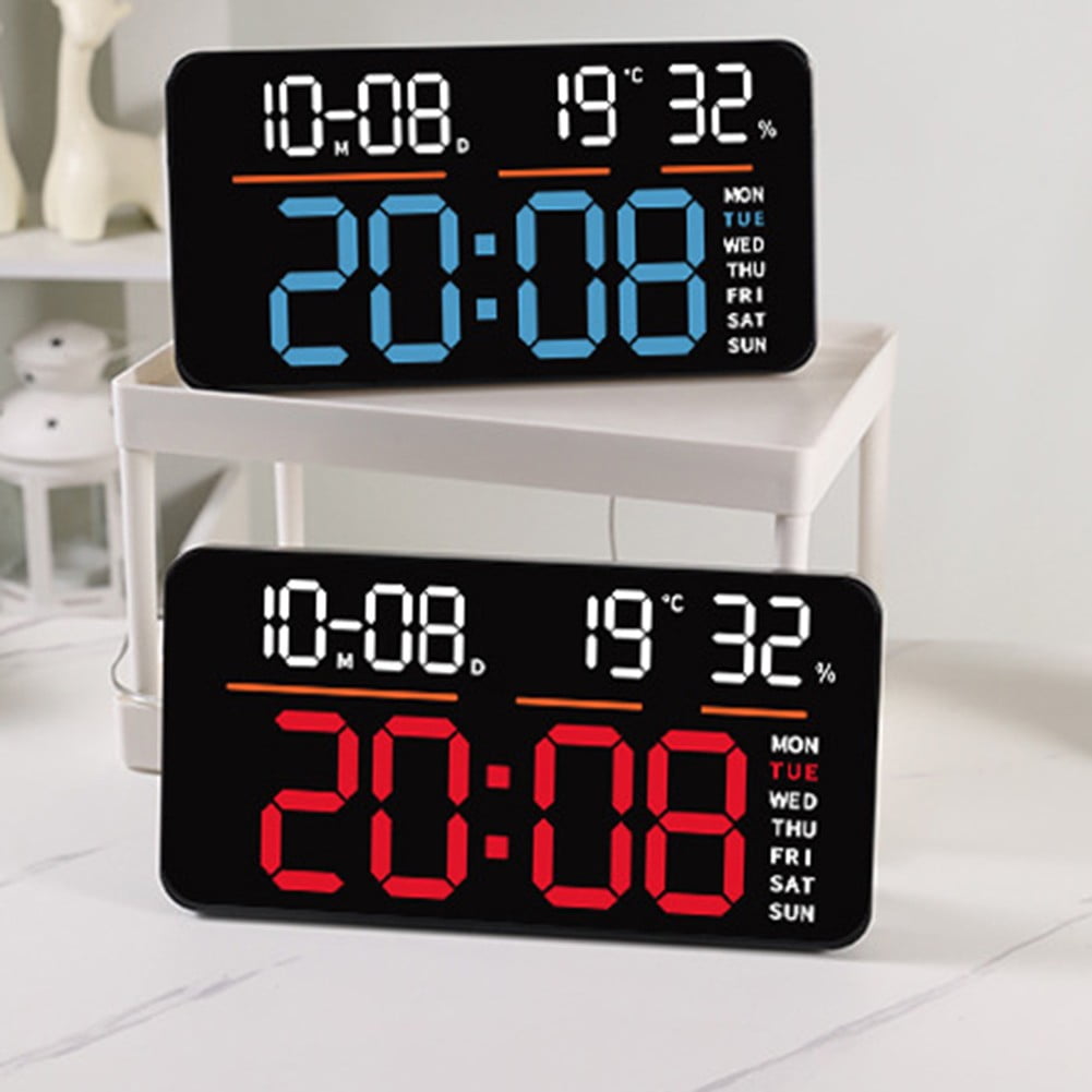 LED Digital Wall Clock with Large Display,Alarm Clock with Digital Calendar