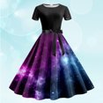 thumbnail image 2 of Vestido Floral de Manga Corta para las Mujeres Floral Impresión Cuello Redondo de Rodilla Vestido Casual, Vestido Corto para las Mujeres Casual Primavera Verano, 2 of 7