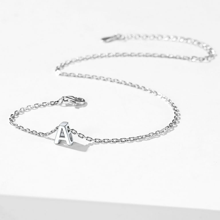  ChicSilver Personalized Initial Bracelet for Women 925