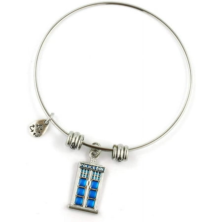 Police Box Bracelet | Bangle for Fans of The Popular TV Series for Men Women Police Decor Call Box Policeman Box Stainless Steel Hypoallergenic Jewelry