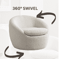 thumbnail image 3 of Roundhill Furniture Winnie Modern Teddy Boucle Fabric Barrel Chair, 360 Degree Swivel, White, 3 of 13