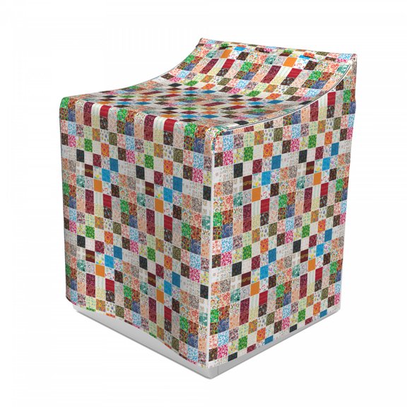 Retro Washer Cover, Big Patchwork of Different Patterns Traditional Classical Old Fashioned, Waterproof Dustproof Decorative Fabric, 29" x 28" x 40", Multicolor, by Ambesonne