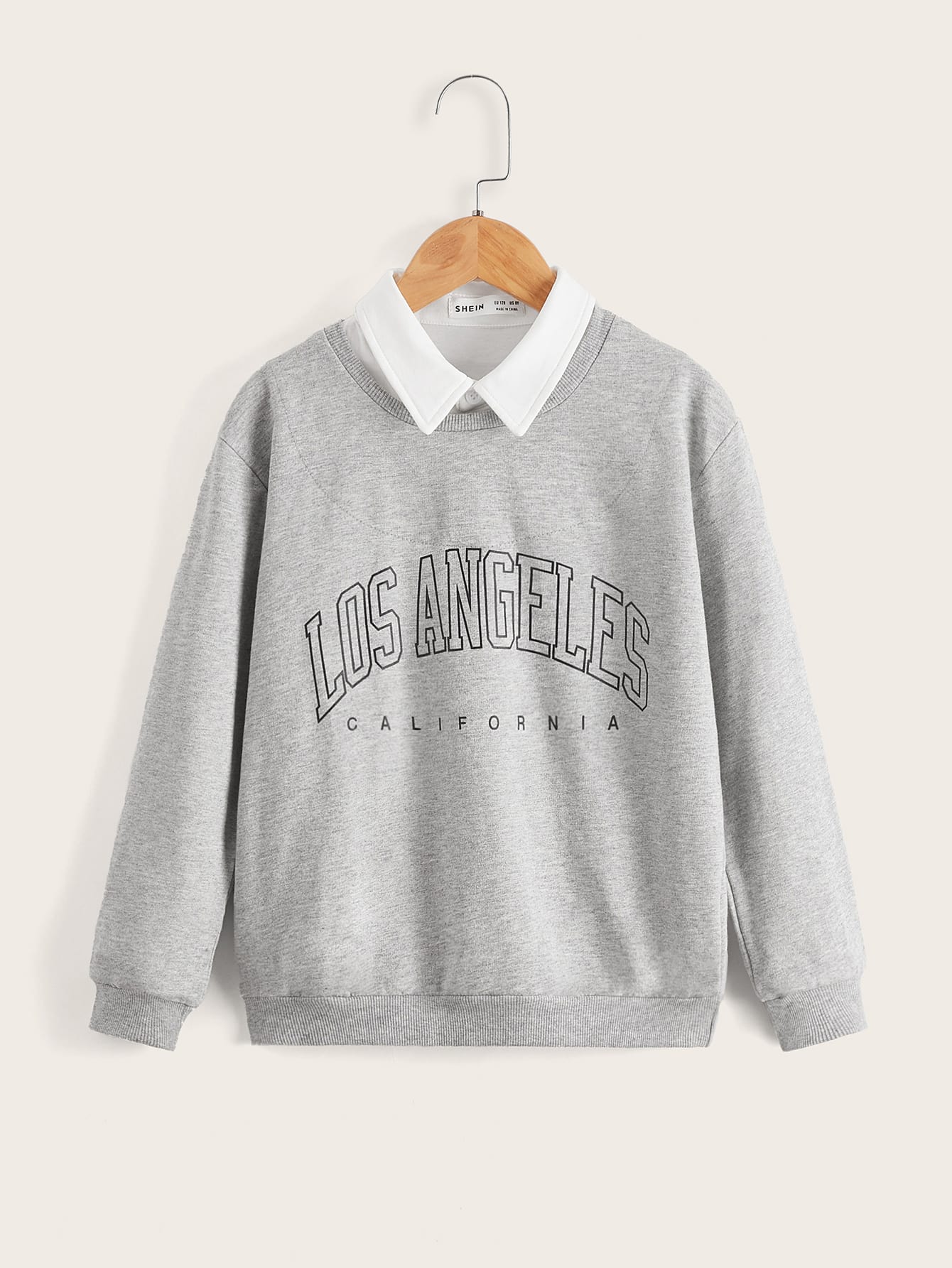 shein drop shoulder letter graphic 2 in 1 pullover