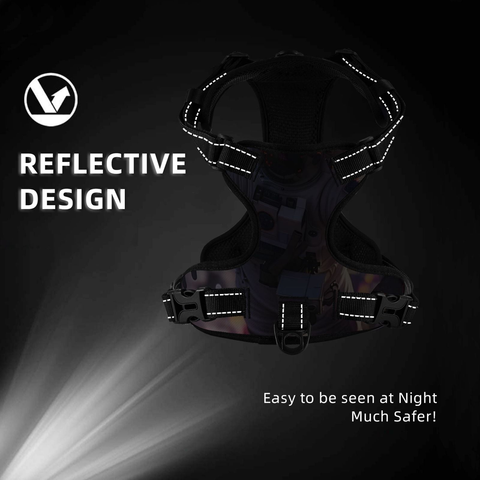 Vsdgher Astronaut In Cosmic Garden Dog Harness, No-Pull Pet Harness, Dog Vest, Pet Vest for Small to Large Dogs-Medium